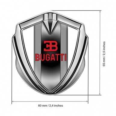 Bugatti Emblem Badge Self Adhesive Silver White Base Polished Metal