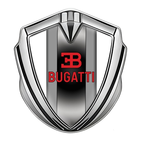 Bugatti Emblem Badge Self Adhesive Silver White Base Polished Metal