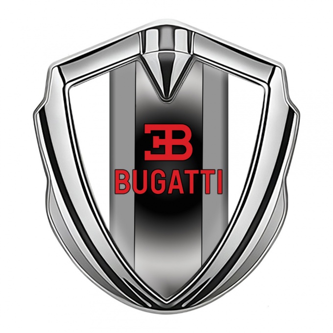 Bugatti Emblem Badge Self Adhesive Silver White Base Polished Metal