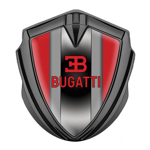 Bugatti Silicon Emblem Badge Graphite Crimson Frame Polished Metal Console