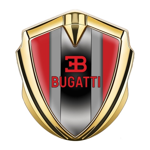 Bugatti Silicon Emblem Badge Gold Crimson Frame Polished Metal Console