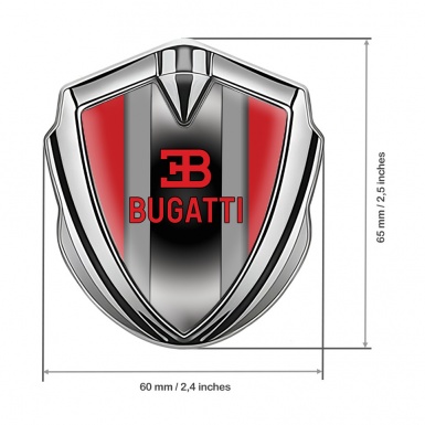 Bugatti Silicon Emblem Badge Silver Crimson Frame Polished Metal Console