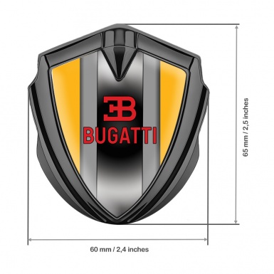 Bugatti Emblem Car Badge Graphite Yellow Frame Polished Metal Console