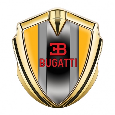 Bugatti Emblem Car Badge Gold Yellow Frame Polished Metal Console
