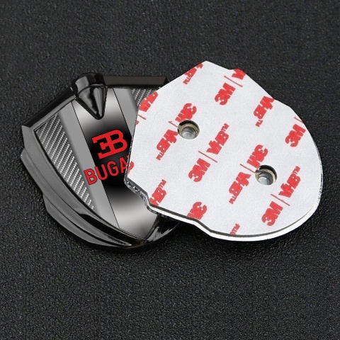Bugatti Emblem Silicon Badge Graphite Light Carbon Polished Metal Console