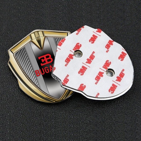 Bugatti Emblem Silicon Badge Gold Light Carbon Polished Metal Console