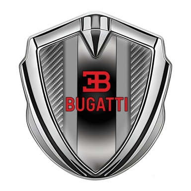 Bugatti Metal Domed Emblem Silver Light Carbon Polished Metal Console