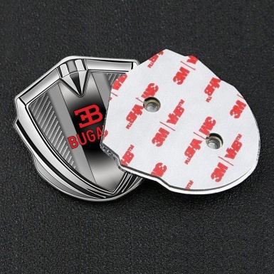 Bugatti Metal Domed Emblem Silver Light Carbon Polished Metal Console