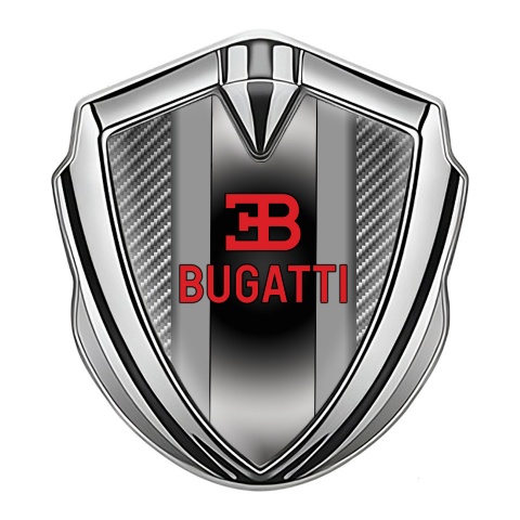 Bugatti Metal Domed Emblem Silver Light Carbon Polished Metal Console