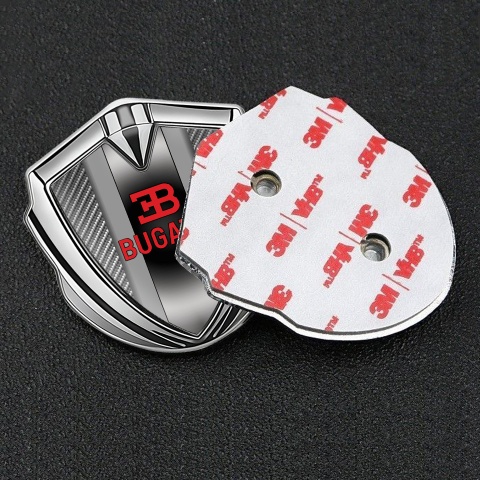 Bugatti Metal Domed Emblem Silver Light Carbon Polished Metal Console