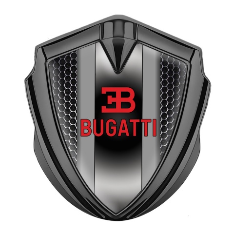 Bugatti Metal Domed Emblem Graphite Steel Grate Polished Metal Console