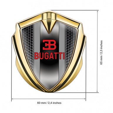 Bugatti Metal Domed Emblem Gold Steel Grate Polished Metal Console