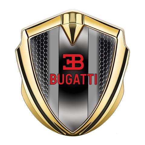 Bugatti Metal Domed Emblem Gold Steel Grate Polished Metal Console