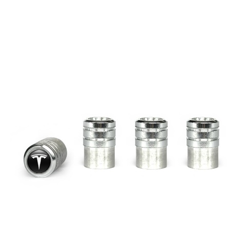 Tesla Valve Caps Aluminium 4 pcs White Logo