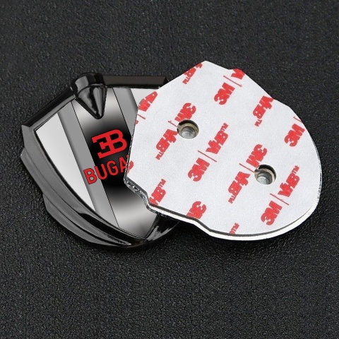 Bugatti Badge Self Adhesive Graphite Grey Frame Polished Metal Console