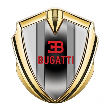 Bugatti Badge Self Adhesive Gold Grey Frame Polished Metal Console
