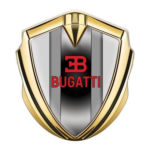 Bugatti Badge Self Adhesive Gold Grey Frame Polished Metal Console