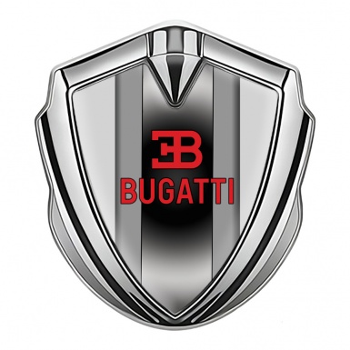 Bugatti Badge Self Adhesive Silver Grey Frame Polished Metal Console