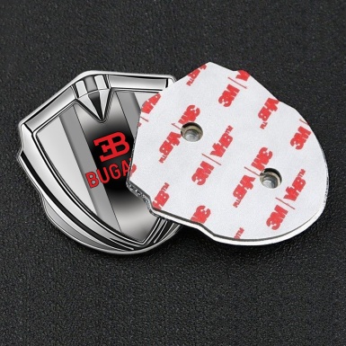 Bugatti Badge Self Adhesive Silver Grey Frame Polished Metal Console