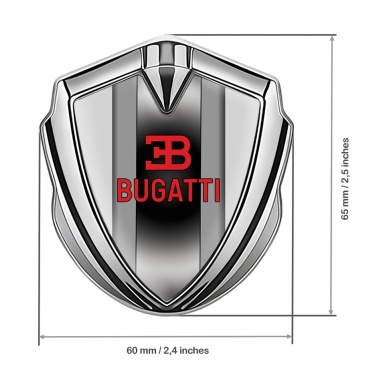Bugatti Badge Self Adhesive Silver Grey Frame Polished Metal Console