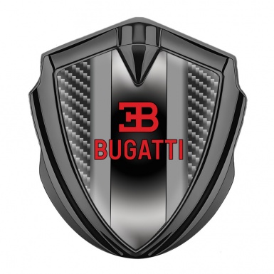 Bugatti Emblem Fender Badge Graphite Dark Carbon Polished Metal Console