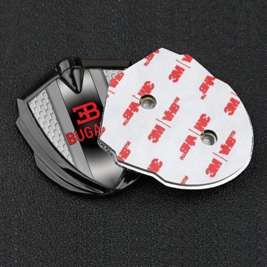 Bugatti Metal Emblem Self Adhesive Graphite Grey Hexagon Polished Metal