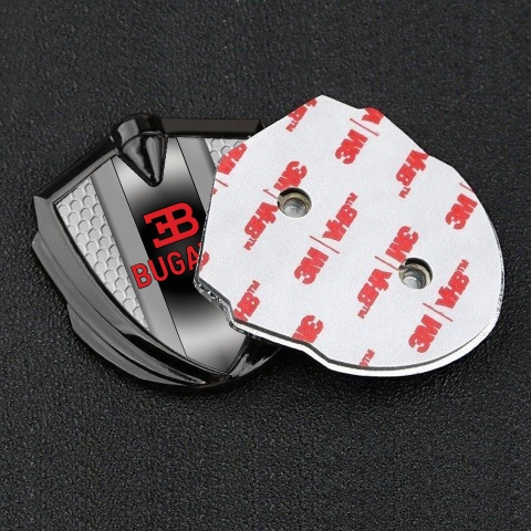 Bugatti Metal Emblem Self Adhesive Graphite Grey Hexagon Polished Metal