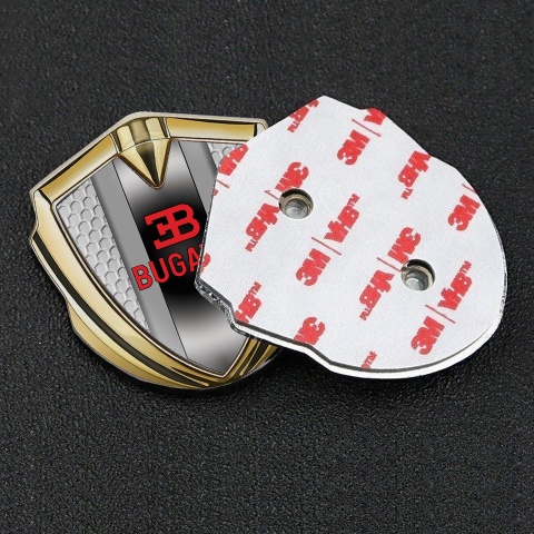 Bugatti Metal Emblem Self Adhesive Gold Grey Hexagon Polished Metal