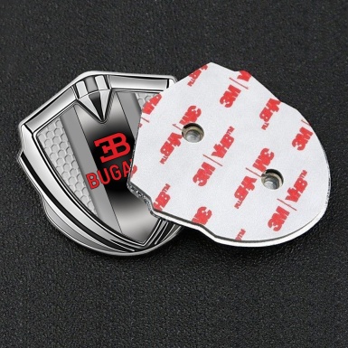 Bugatti Metal Emblem Self Adhesive Silver Grey Hexagon Polished Metal