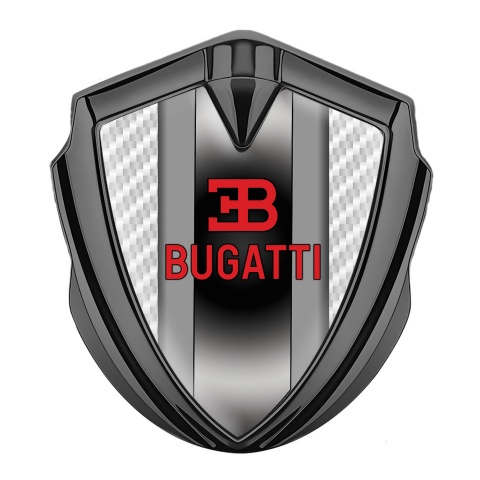 Bugatti Fender Emblem Badge Graphite White Carbon Polished Metal Motif