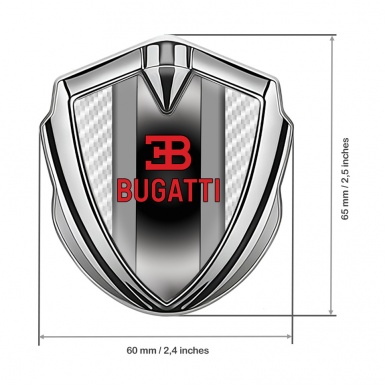Bugatti Fender Emblem Badge Silver White Carbon Polished Metal Motif