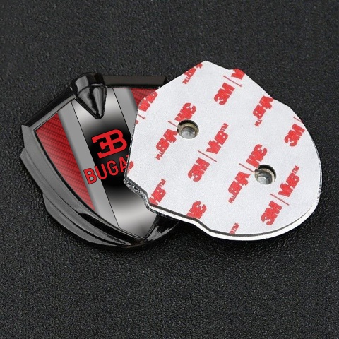 Bugatti Emblem Trunk Badge Graphite Red Carbon Polished Metal Motif