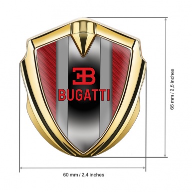 Bugatti Emblem Trunk Badge Gold Red Carbon Polished Metal Motif