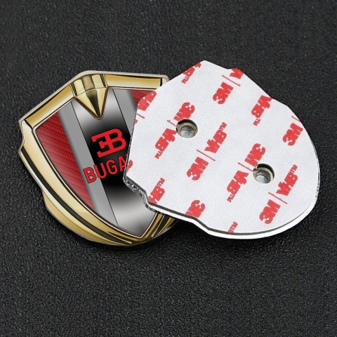 Bugatti Emblem Trunk Badge Gold Red Carbon Polished Metal Motif