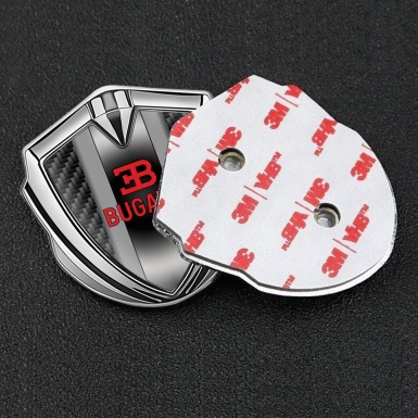 Bugatti Emblem Self Adhesive Silver Black Carbon Polished Metal Motif