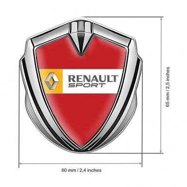 Renault Domed Emblem Badge Silver Crimson Print Orange Sport Edition