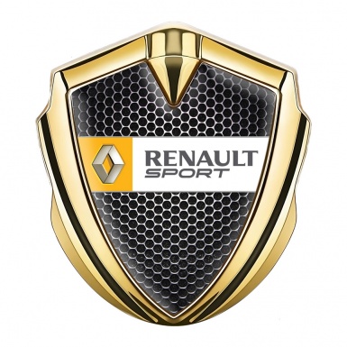 Renault 3d Emblem Badge Gold Dark Grate Orange Sport Edition