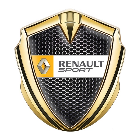 Renault 3d Emblem Badge Gold Dark Grate Orange Sport Edition
