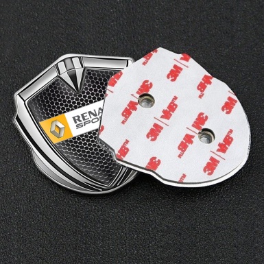 Renault 3d Emblem Badge Silver Dark Grate Orange Sport Edition