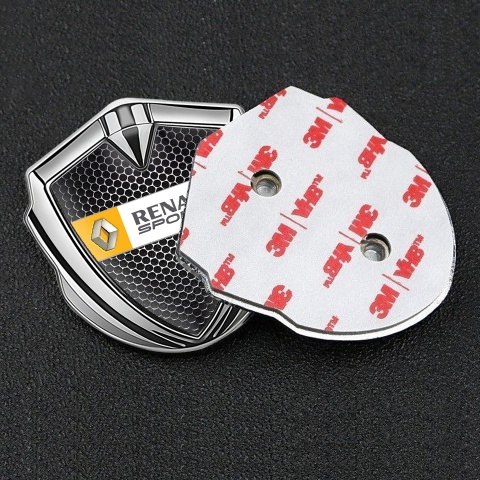 Renault 3d Emblem Badge Silver Dark Grate Orange Sport Edition