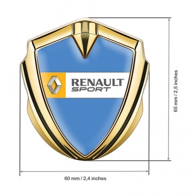 Renault Emblem Badge Self Adhesive Gold Blue Frame Sport Edition