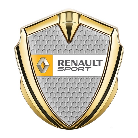 Renault Metal Domed Emblem Gold Honeycomb Orange Sport Edition