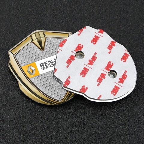 Renault Metal Domed Emblem Gold Honeycomb Orange Sport Edition
