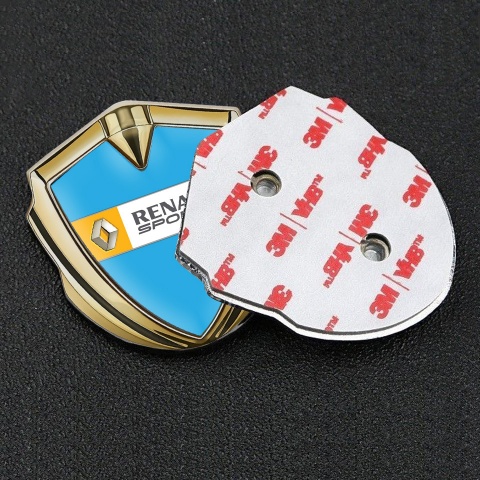Renault Metal Emblem Self Adhesive Gold Blue Orange Sport Edition