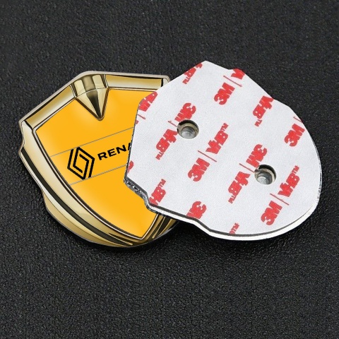 Renault Fender Emblem Badge Gold Orange Base Modern Logo Edition