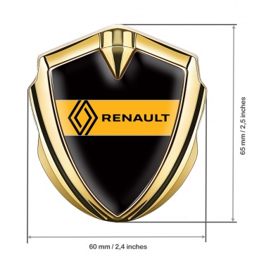 Renault Emblem Trunk Badge Gold Black Base Modern Logo Edition