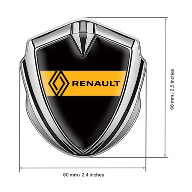 Renault Emblem Trunk Badge Silver Black Base Modern Logo Edition