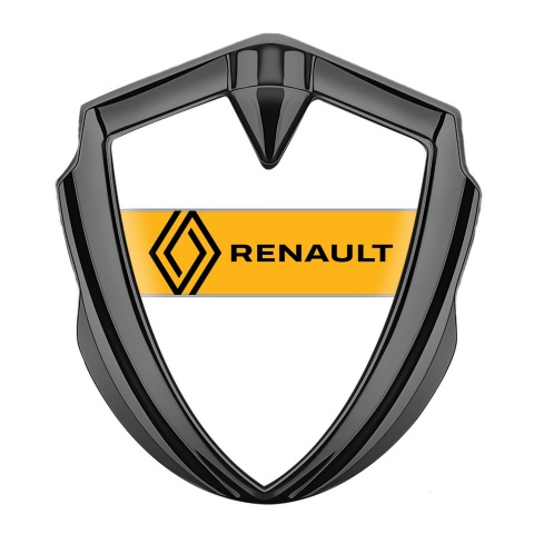 Renault Metal Emblem Badge Graphite White Print Modern Logo Edition