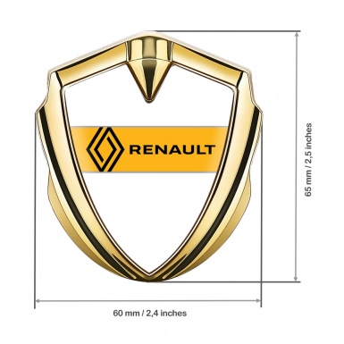 Renault Metal Emblem Badge Gold White Print Modern Logo Edition