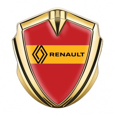 Renault Domed Emblem Badge Gold Crimson Print Modern Logo Design
